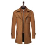 Men Fashion High-End Atmospheric Woolen Overcoat in the Long Thickened Woollen Coat Men