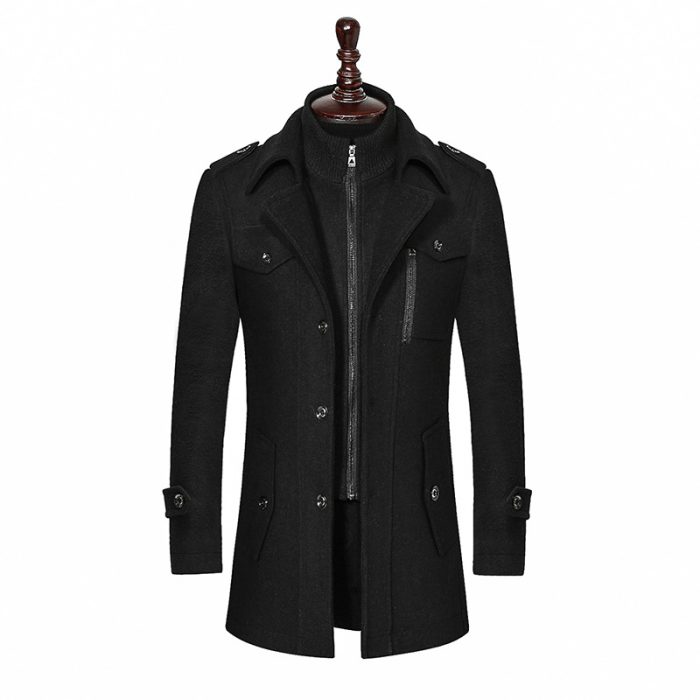 Men Fashion High-End Atmospheric Woolen Overcoat in the Long Thickened Woollen Coat Men - Image 6