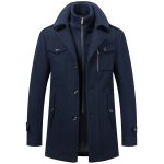 Men Fashion High-End Atmospheric Woolen Overcoat in the Long Thickened Woollen Coat Men - Image 4